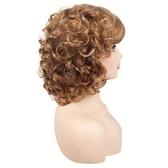 Short Curly Wig Heat Resistant Synthetic Fiber for Daily Party Decors