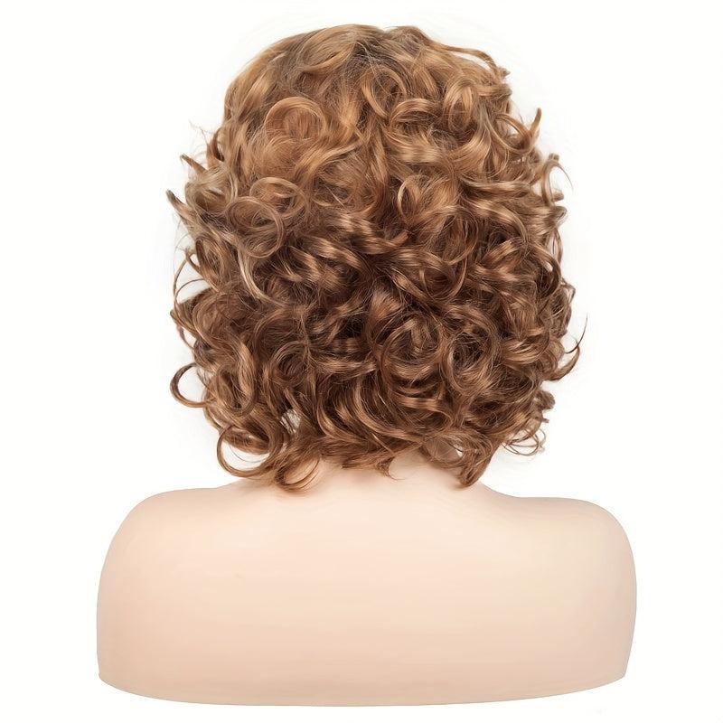 Short Curly Wig Heat Resistant Synthetic Fiber for Daily Party Decors