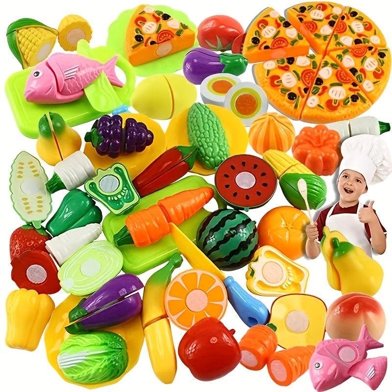 24Pcs Fun Cut Food Fruit and Vegetable Toys for Kids Pretend Food Toy Set