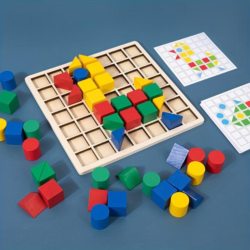 Wooden Splicing Building Blocks Puzzle Montessori Toy