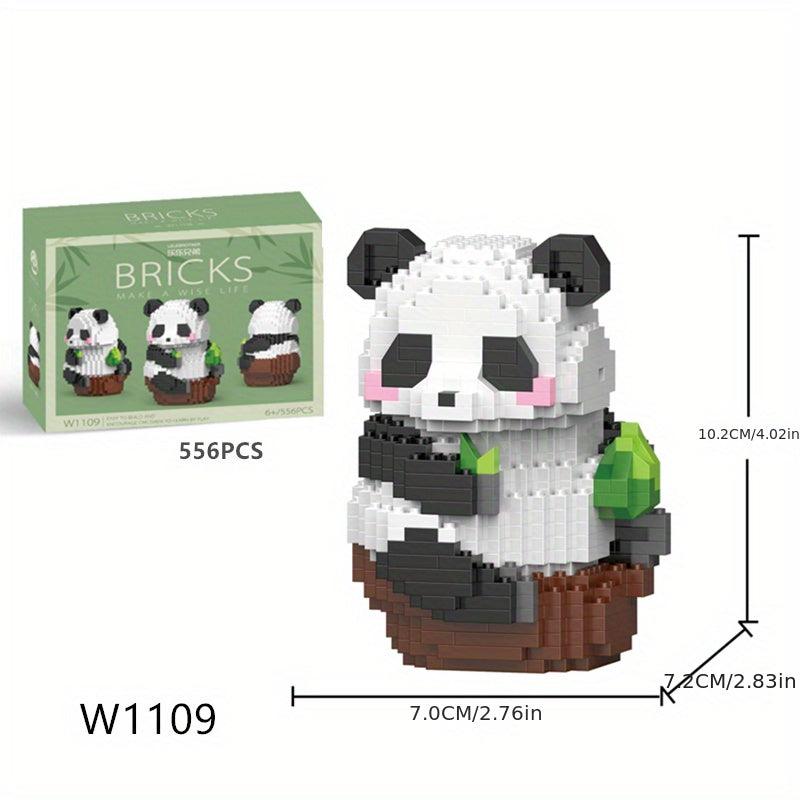Panda Flower Building Block Model Small Particle Assembly Cartoon Decorations