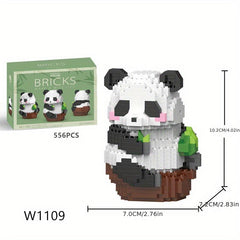Panda Flower Building Block Model Small Particle Assembly Cartoon Decorations