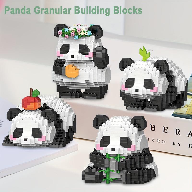 Panda Flower Building Block Model Small Particle Assembly Cartoon Decorations