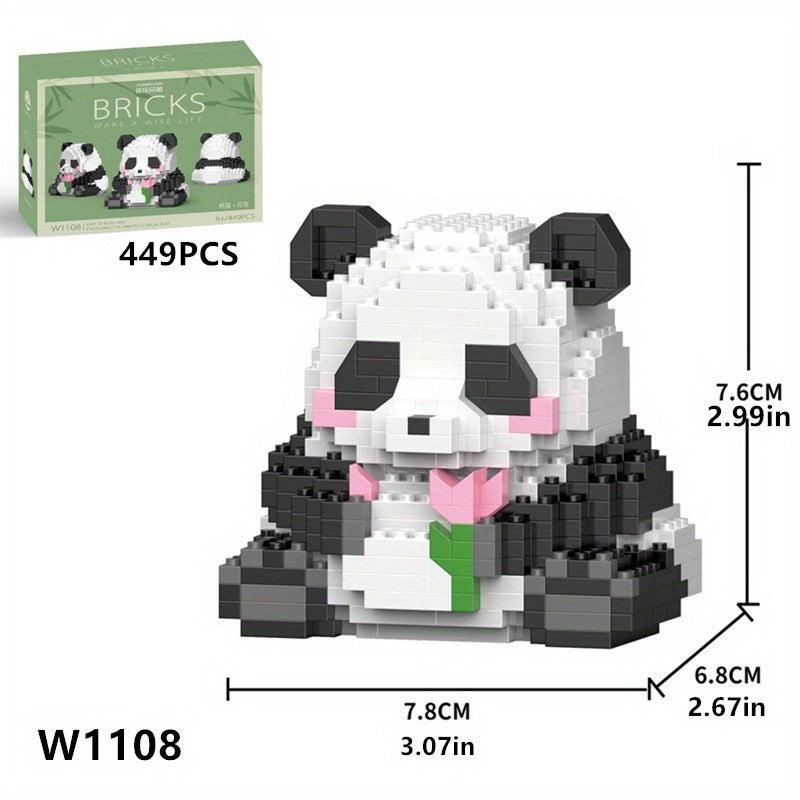 Panda Flower Building Block Model Small Particle Assembly Cartoon Decorations