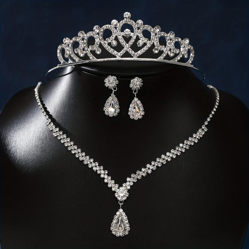 Silvery Metal Bridal Jewelry Crown Rhinestone Party Wedding Tiara
