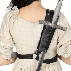 Brown PU Leather Medieval Rope Strap Sword Cover Halloween Dress Up Props