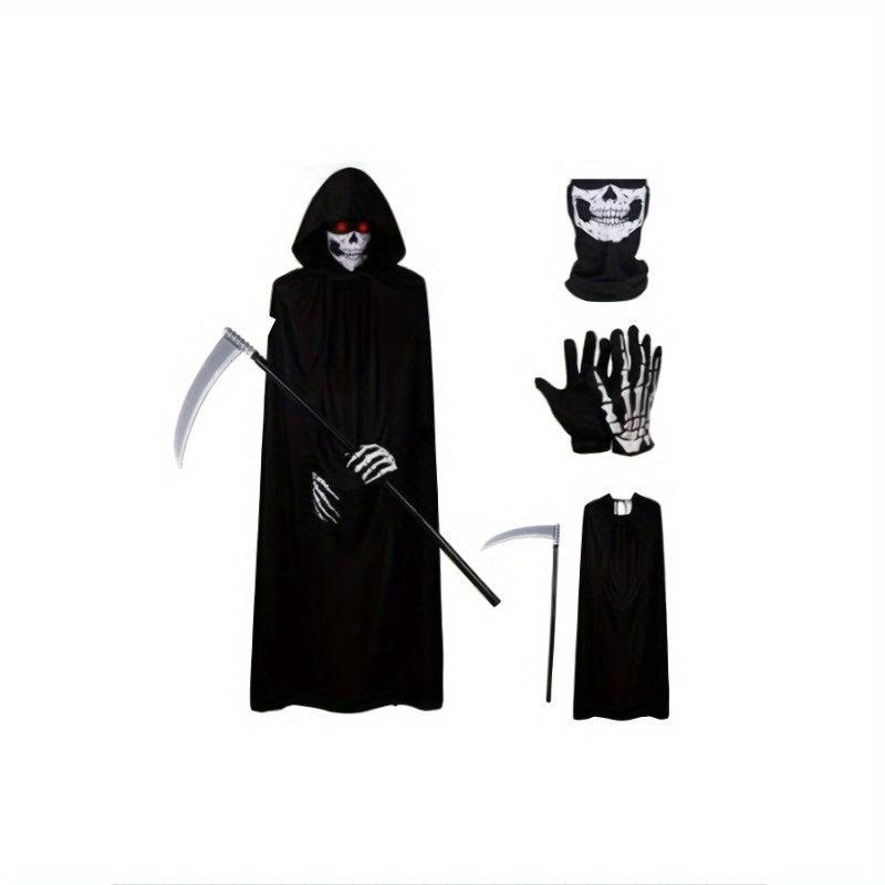 4pcs Halloween Grim Reaper Costume Set