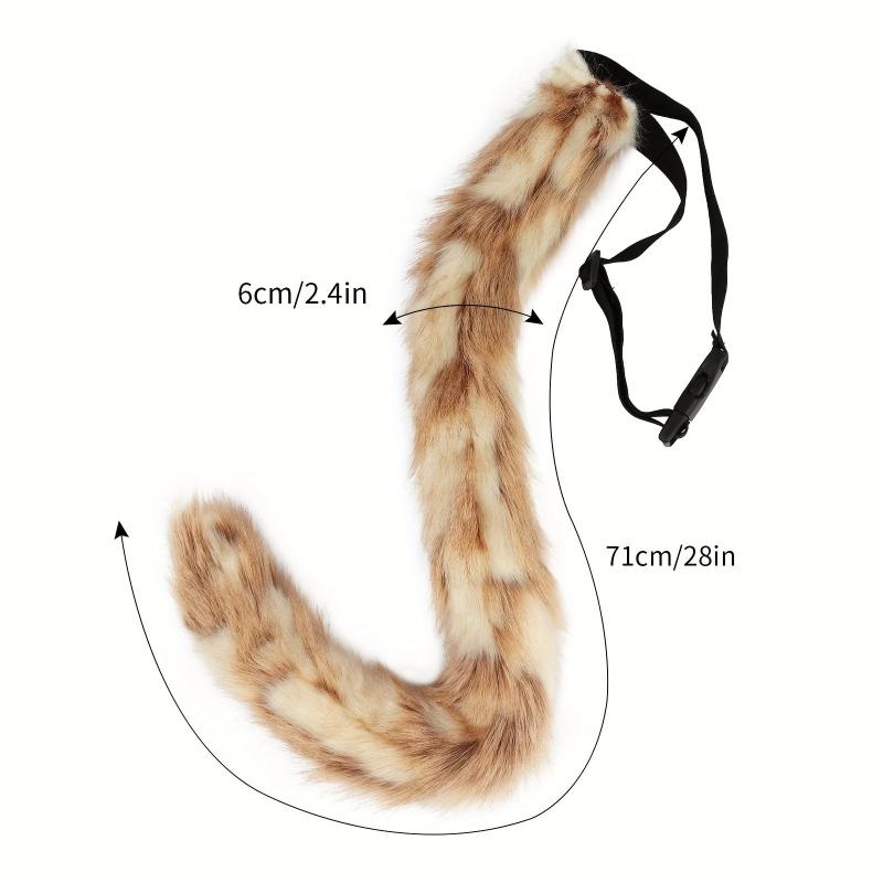 Plush Cat Ears Hair Hoop & Cat Tail Halloween Party Costumes Set