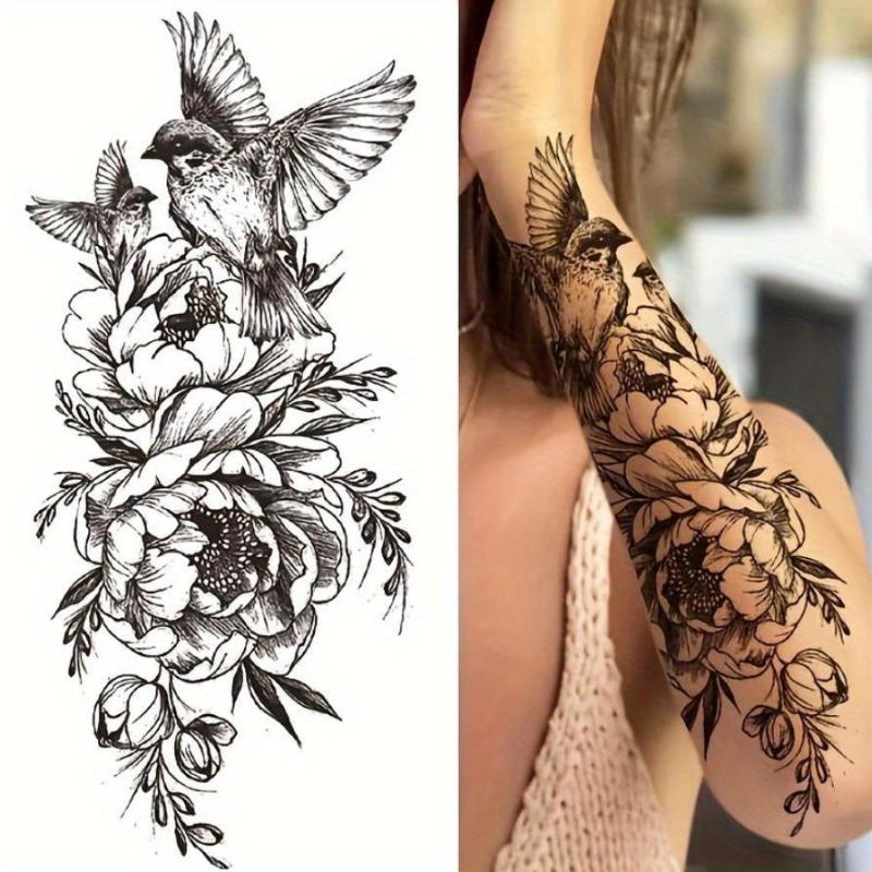 Temporary Tattoo Stickers Flowers Snake Lion Wolf