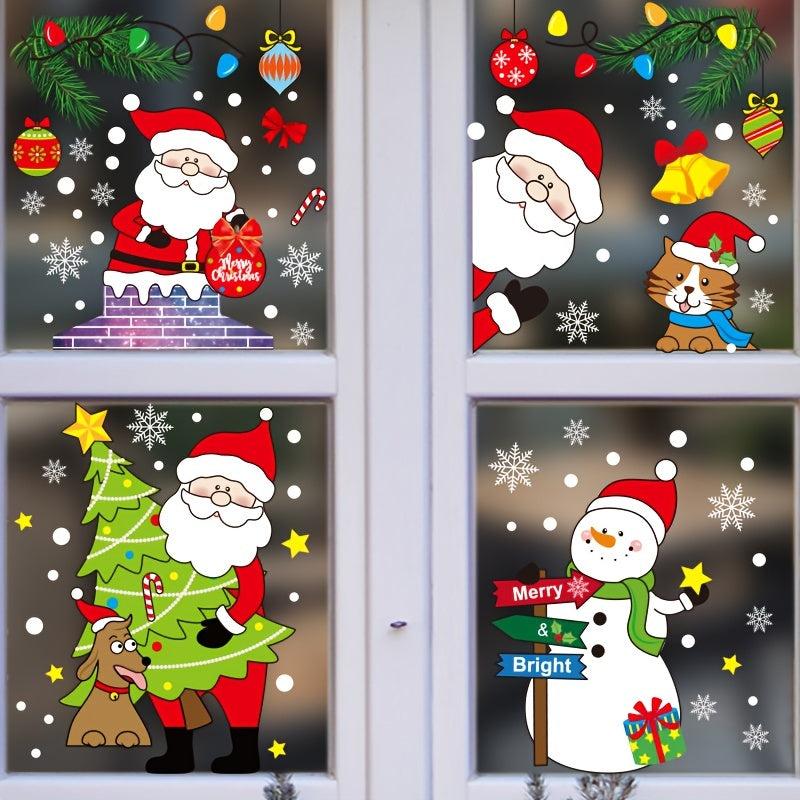 Christmas Decorative Stickers Glass Door Static Cling Reindeer Santa Window Stic