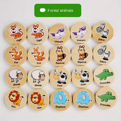 Wooden Puzzle Cartoon Chess Toy for Early Education
