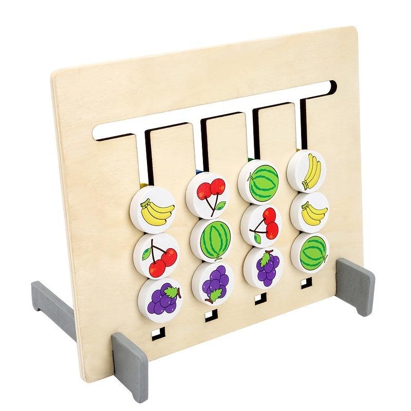 Wooden Educational Toys For Kids - Fruit Double Sided Puzzle Games
