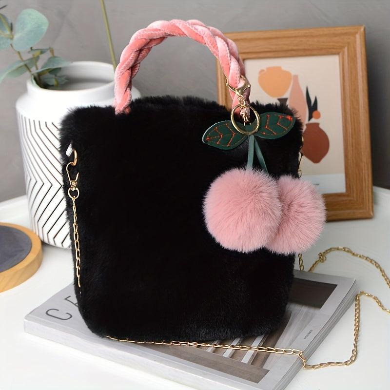 Cherry Plush Handbag Tote Perfect Gift for Stylish Woman