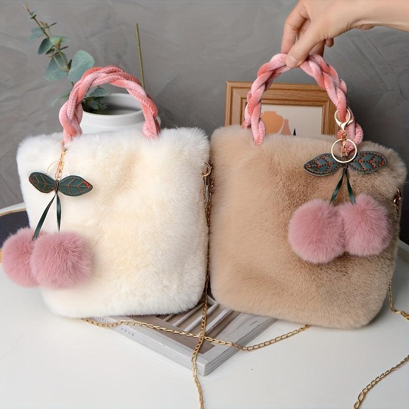 Cherry Plush Handbag Tote Perfect Gift for Stylish Woman