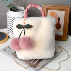 Cherry Plush Handbag Tote Perfect Gift for Stylish Woman