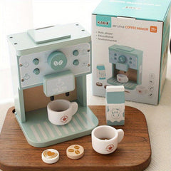 Wooden Coffee Machine Toy Set for Kids Pretend Play