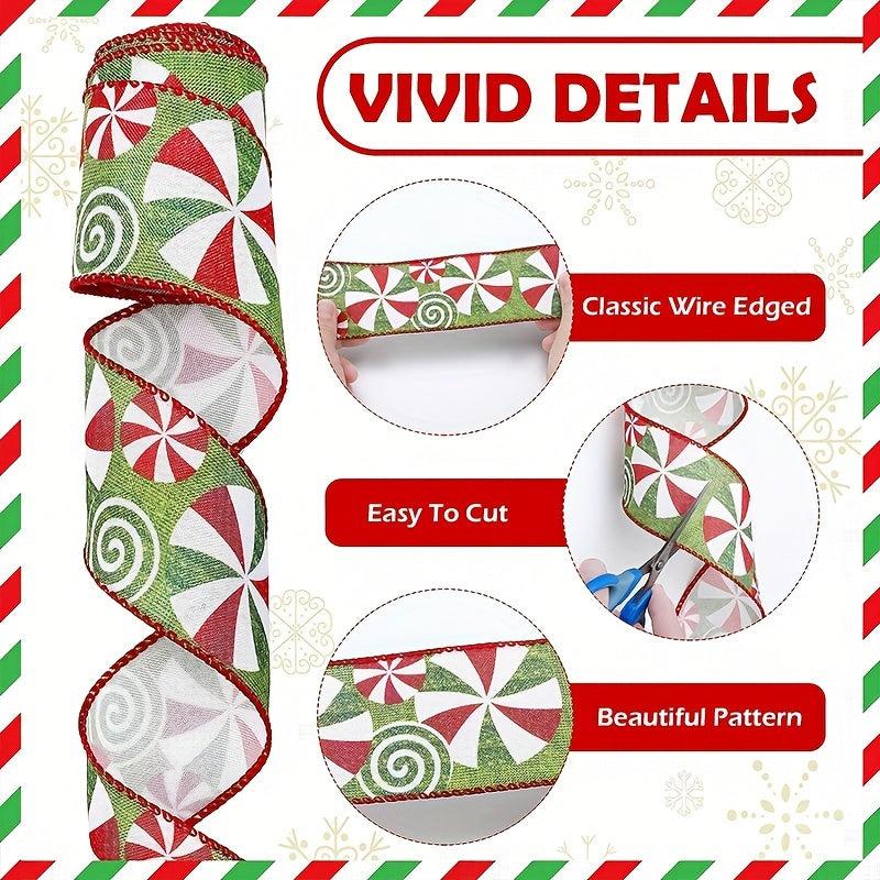 1pc Cartoon Mint Candy Ribbon Christmas Decoration Ribbon