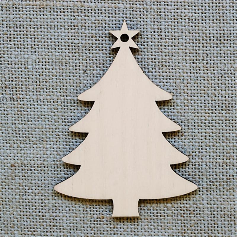 10pcs Wooden Christmas Tree Pendants DIY Crafts Decoration