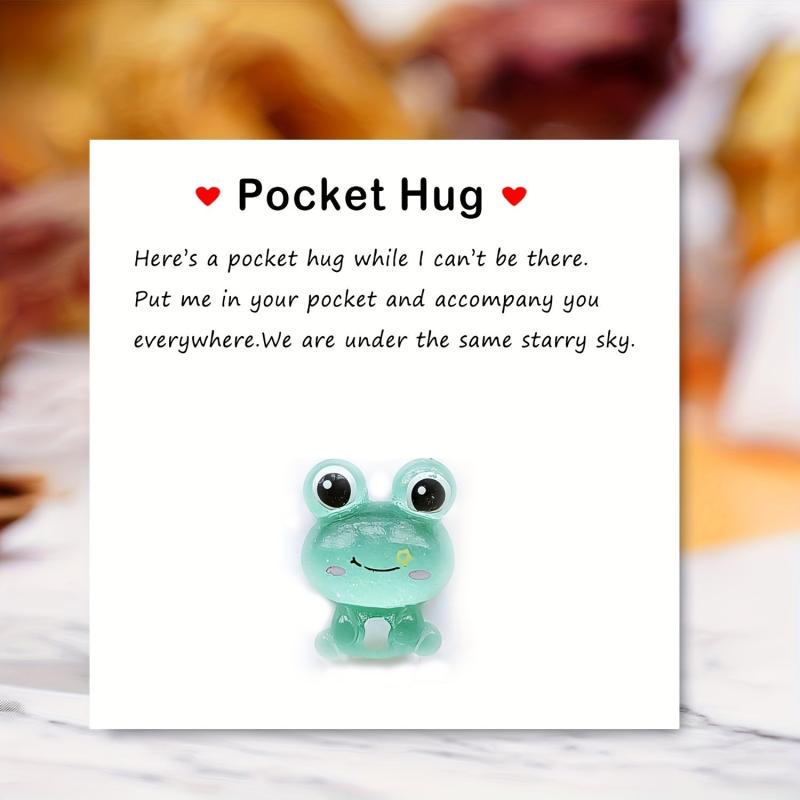 Pocket Hug Resin Animal Decoration with Encouraging Greeting Card