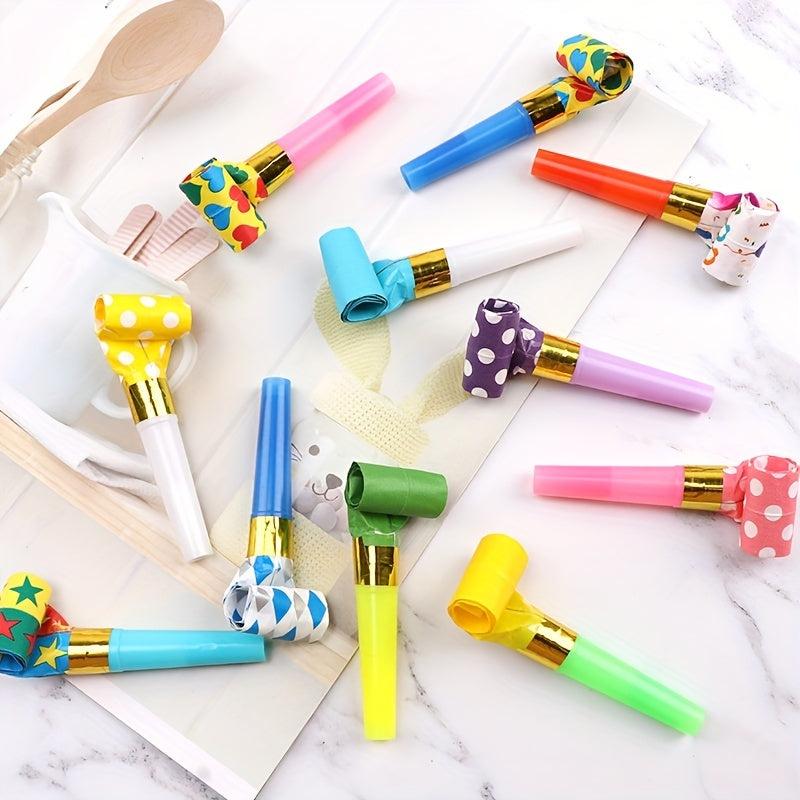 10pcs Random Blowouts Noisemakers Funny Party Blow Horns Birthday Party