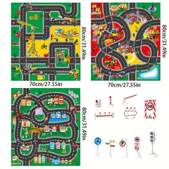 Game Mat And Traffic Sign Parking With Car Model City Construction Toys