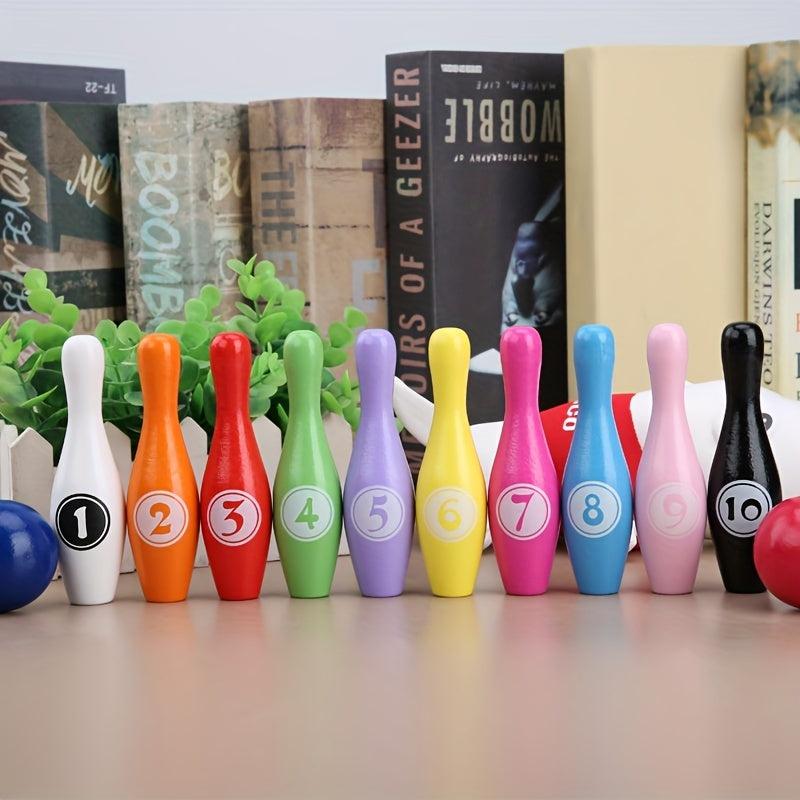 Wooden Bowling Toys Set for Toddlers, Indoor Outdoor Game Gift for Kids