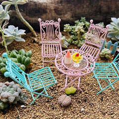 1:12 Dollhouse Table Chair Set Home Balcony Garden Decor Toy