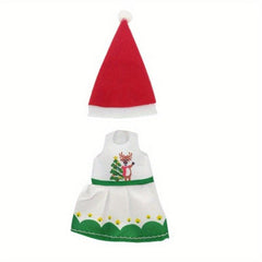 Christmas Costume Set for 15-24 cm Dolls - Hat and Skirt Accessories