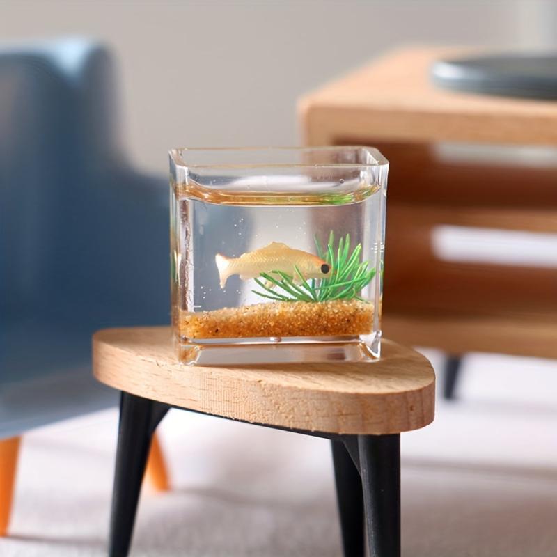Dollhouse Glass Fish Tank Bowl Aquarium Decor Toy Doll House Accessories