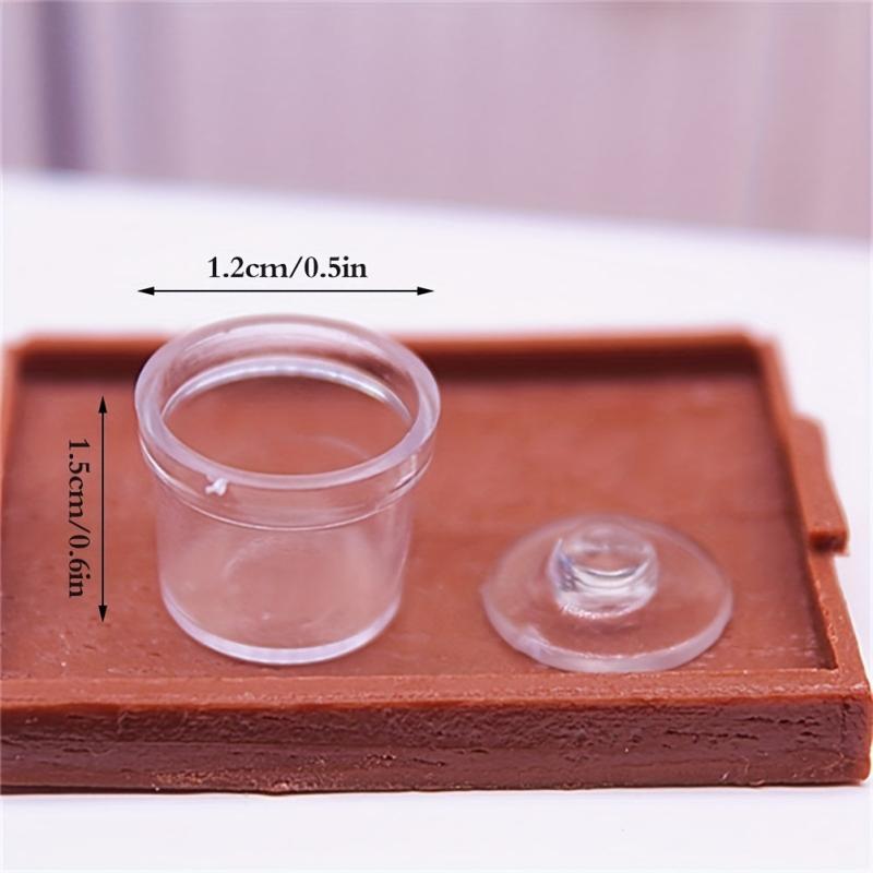 2Pcs Mini Dollhouse Sugar & Spice Jar w/Cover Kitchen Decor Glass Bottles