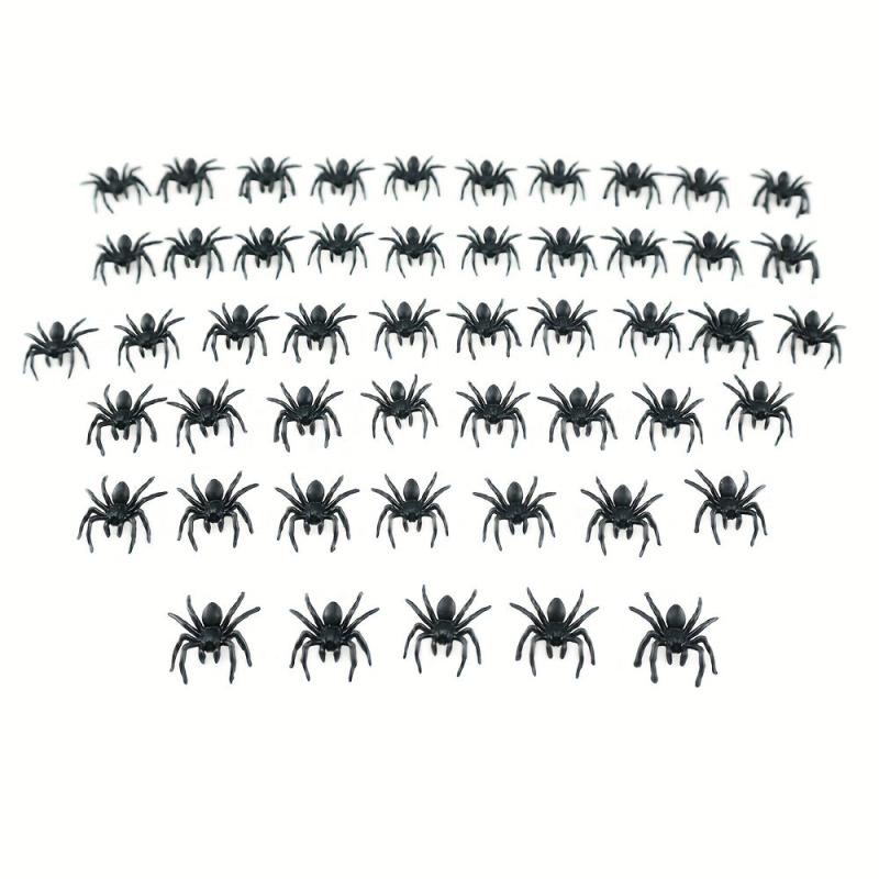 Pack of 50 Plastic Spiders for Realistic Halloween Decor