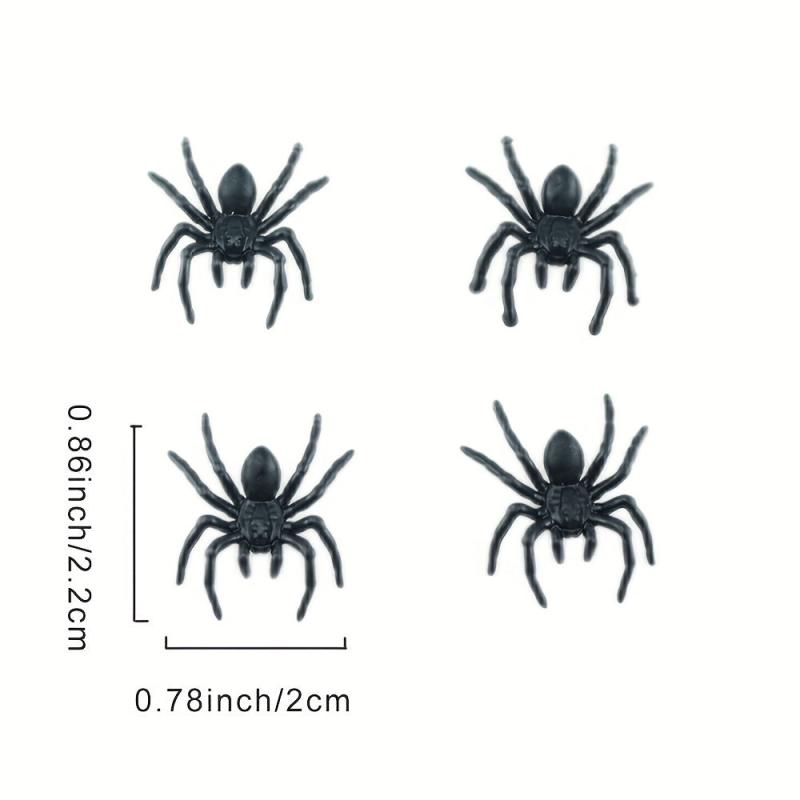 Pack of 50 Plastic Spiders for Realistic Halloween Decor