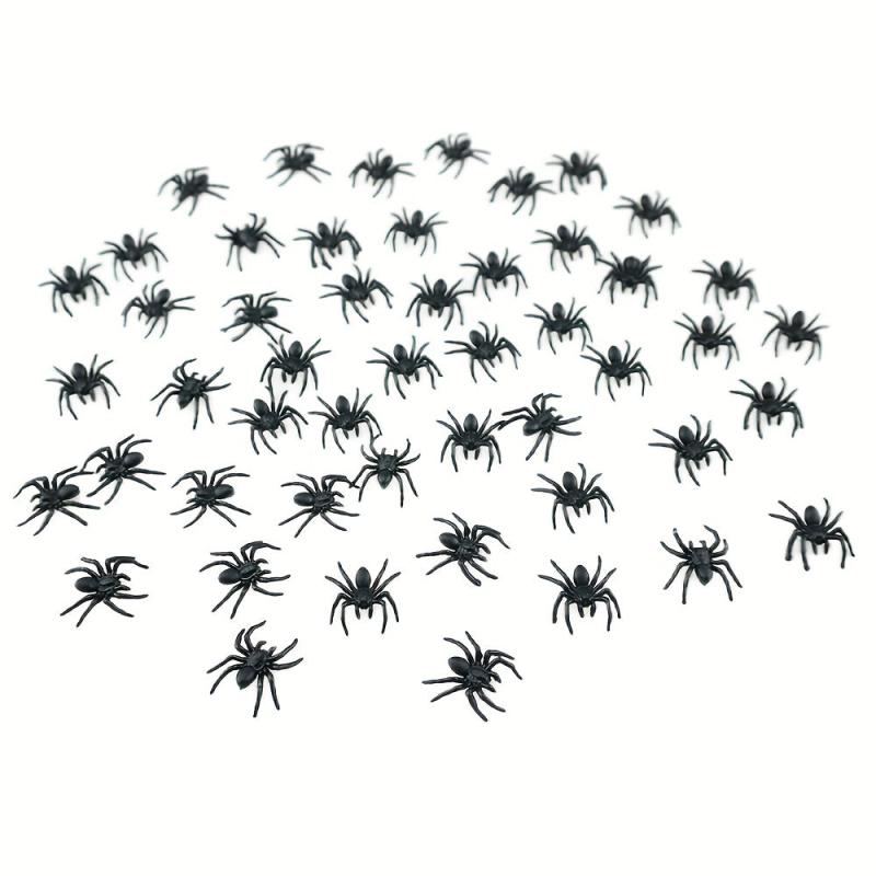Pack of 50 Plastic Spiders for Realistic Halloween Decor