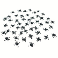 Pack of 50 Plastic Spiders for Realistic Halloween Decor