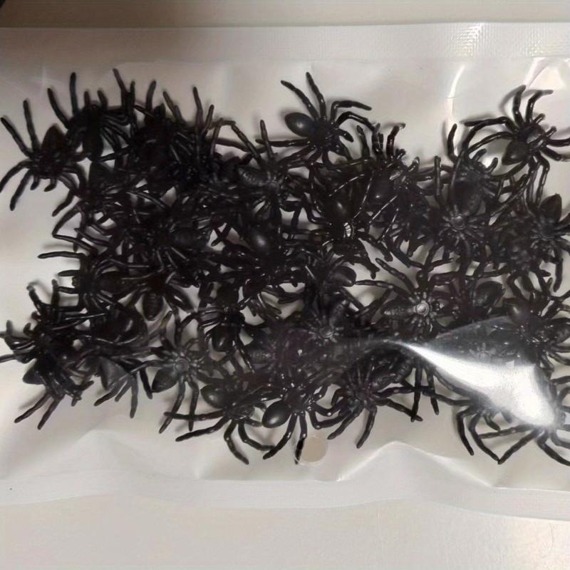 Pack of 50 Plastic Spiders for Realistic Halloween Decor