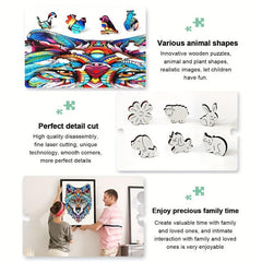 Colorful Peacock Wooden Puzzle Stress Relief High Difficulty Toy