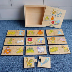 Montessori Wooden Puzzle Box Animals And Food