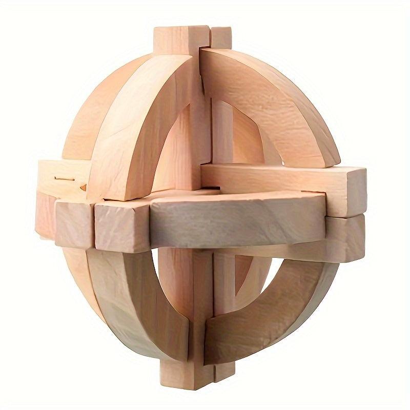Wooden Kongming Lock 3D Puzzle for Adults and Kids