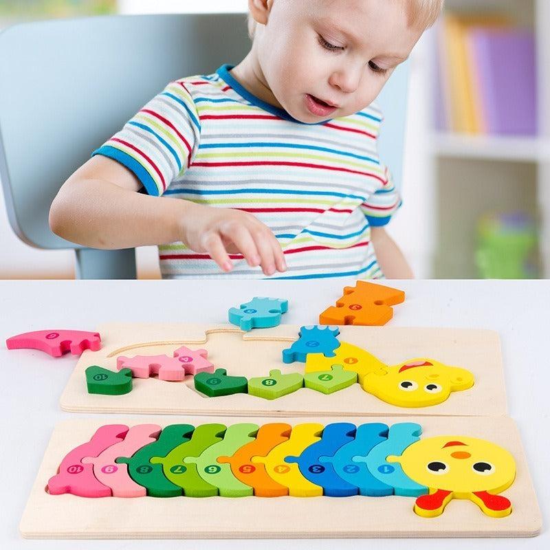 Wooden 3D Dinosaur Puzzle Board for Kids, Large Building Block Toy