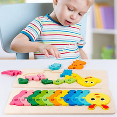 Wooden 3D Dinosaur Puzzle Board for Kids, Large Building Block Toy