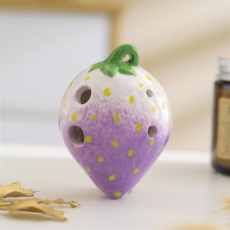 Strawberry Shaped Ceramic 6 Hole Ocarina Middle C Key