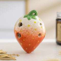 Strawberry Shaped Ceramic 6 Hole Ocarina Middle C Key