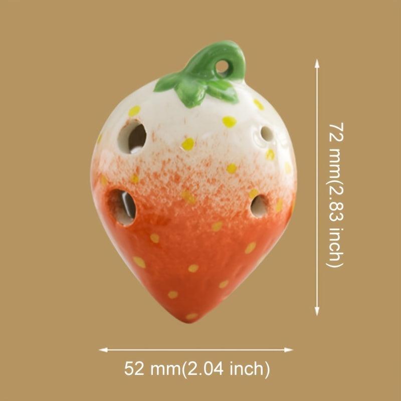Strawberry Shaped Ceramic 6 Hole Ocarina Middle C Key