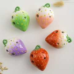 Strawberry Shaped Ceramic 6 Hole Ocarina Middle C Key