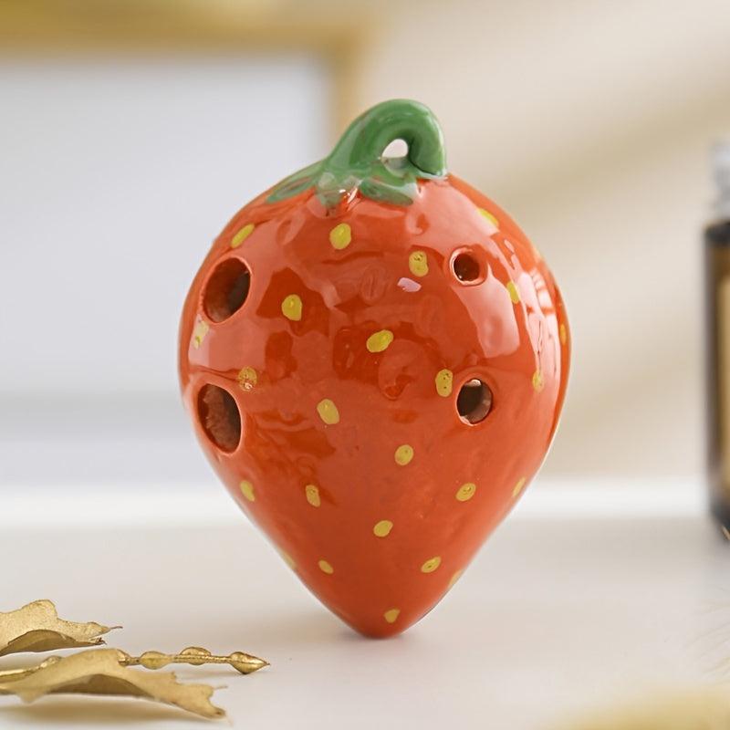 Strawberry Shaped Ceramic 6 Hole Ocarina Middle C Key