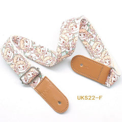 Cartoon Cotton Guitar Strap Adjustable Leather End