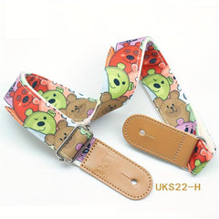 Cartoon Cotton Guitar Strap Adjustable Leather End