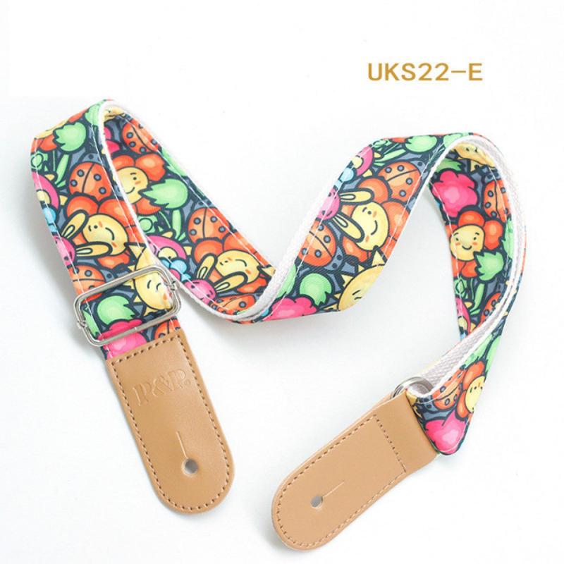Cartoon Cotton Guitar Strap Adjustable Leather End