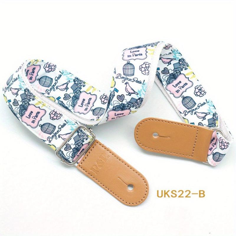 Cartoon Cotton Guitar Strap Adjustable Leather End