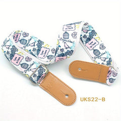 Cartoon Cotton Guitar Strap Adjustable Leather End